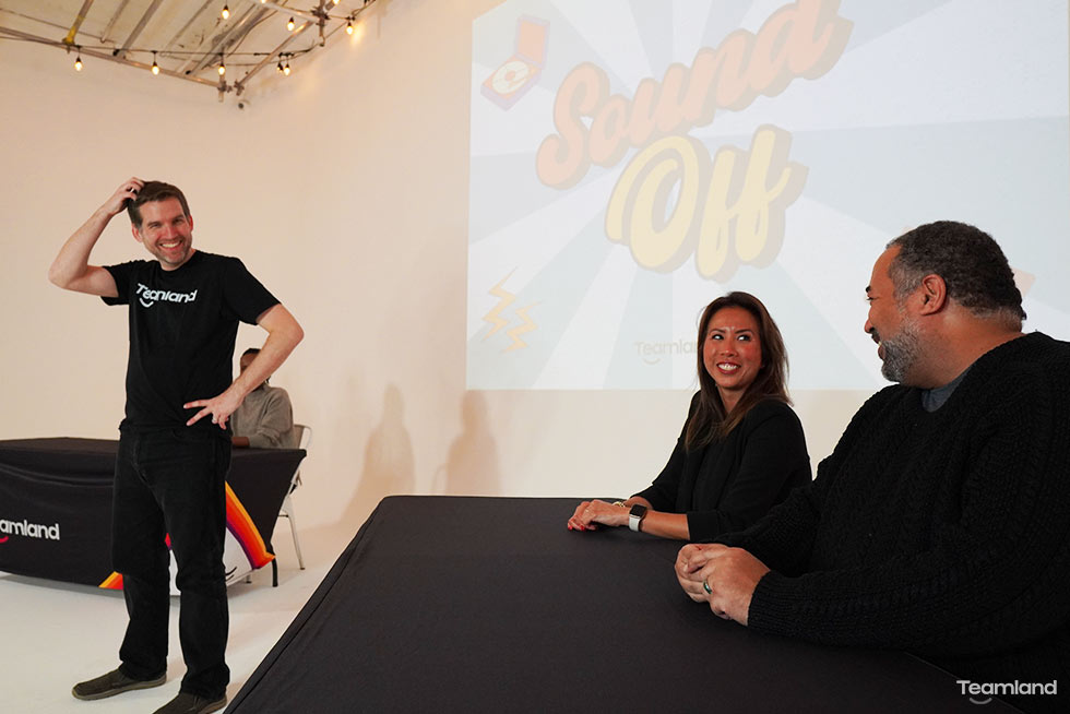 People participating in Teamland Sound Off gameshow